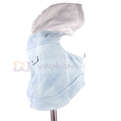 Bawełniana bluza z kapturem dla szczeniąt Denim Blue Vintage prane ubrania XS-XL