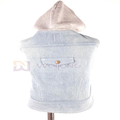 Bawełniana bluza z kapturem dla szczeniąt Denim Blue Vintage prane ubrania XS-XL