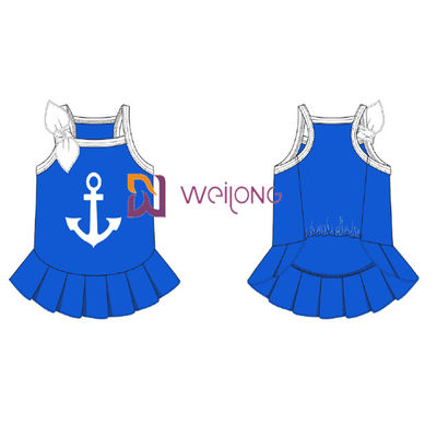 Dostosowana koszulka Cvc Jersey Sailor Anchor Pet Dress Oddychająca sukienka dla psa Female