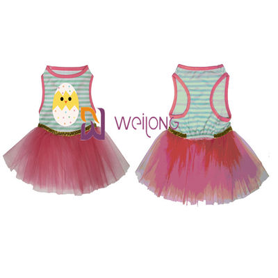 Dobra elastyczność Podwójna spódnica Easter Pet Dress Bow CVC Jersey 180G Female Dog Dress