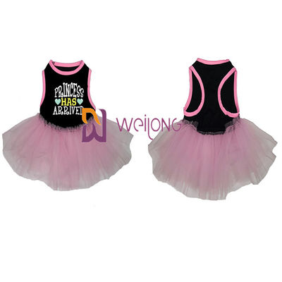 Tulle Ruffles Sukienki dla małych psów Bez rękawów i luźny okrągły kołnierzyk różowa sukienka dla psa