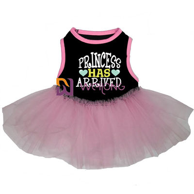 Tulle Ruffles Sukienki dla małych psów Bez rękawów i luźny okrągły kołnierzyk różowa sukienka dla psa