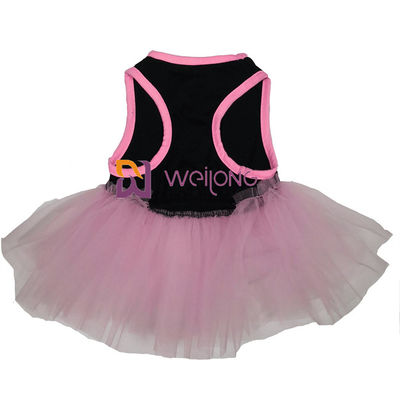 Tulle Ruffles Sukienki dla małych psów Bez rękawów i luźny okrągły kołnierzyk różowa sukienka dla psa