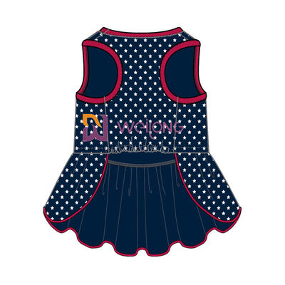 Glitter Print USA Rubber Star CVC Jersey Dog Dress Male Dostosowane