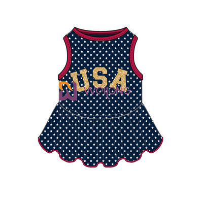 Glitter Print USA Rubber Star CVC Jersey Dog Dress Male Dostosowane