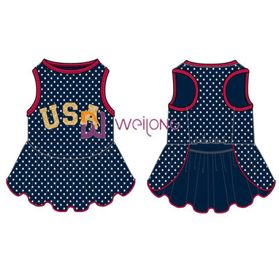Glitter Print USA Rubber Star CVC Jersey Dog Dress Male Dostosowane