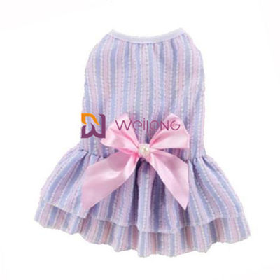 Konfigurowalny kolor Poly słodkie sukienki dla psów Satin Bow Cotton Seersucker