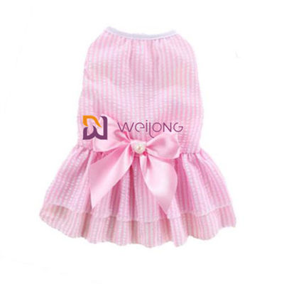 Konfigurowalny kolor Poly słodkie sukienki dla psów Satin Bow Cotton Seersucker