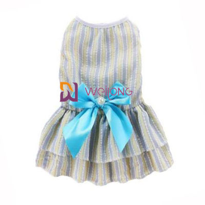 Konfigurowalny kolor Poly słodkie sukienki dla psów Satin Bow Cotton Seersucker