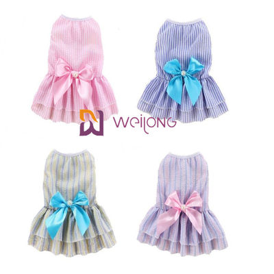 Konfigurowalny kolor Poly słodkie sukienki dla psów Satin Bow Cotton Seersucker