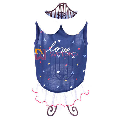 Digital Print Haftowana sukienka dla zwierząt Love Poly Jersey Custom Summer Heart Tkany kołnierzyk dla psa Szlafrok