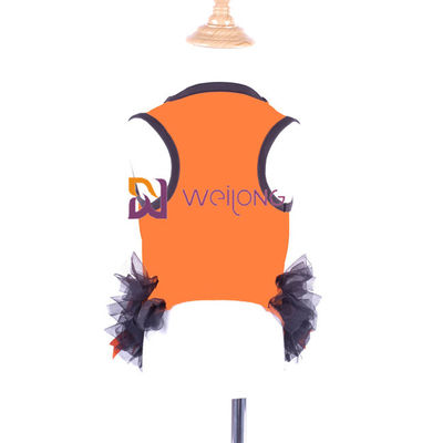 Satynowa wstążka Bow Halloween Pet Dress Round Neck Design Pumpkin Dog Dress