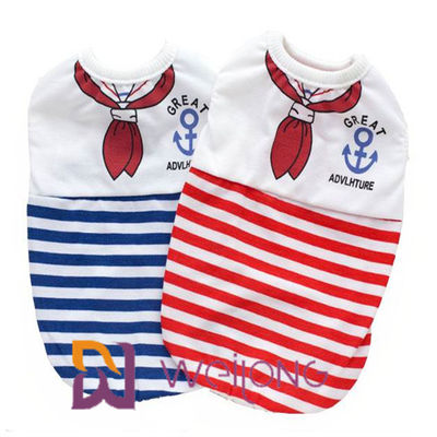 Dostosowana koszulka z nadrukiem cyfrowym Sailor Anchor Stripe Pet T Shirt dla szczeniąt 100% bawełna