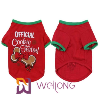 CVC Jersey 180G Red Printing Dog Christmas T Shirt konfigurowalny