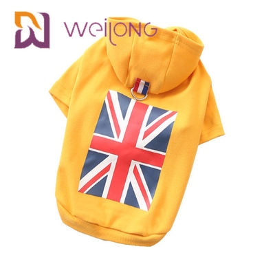 Union Jack gumowy nadruk flaga brytyjska bluza z kapturem dla zwierząt krótki typ BSCI słodkie bluzy dla psów