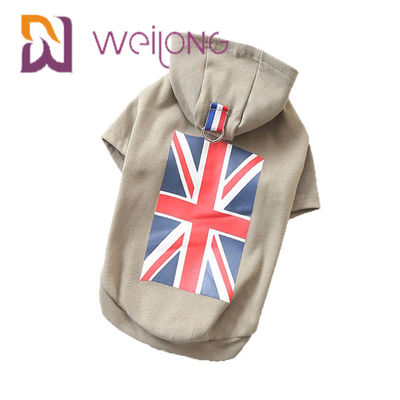 Union Jack gumowy nadruk flaga brytyjska bluza z kapturem dla zwierząt krótki typ BSCI słodkie bluzy dla psów
