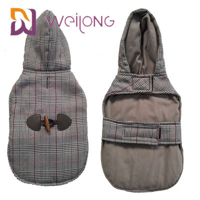 Houndstooth Brushed Tricot Niestandardowe bluzy dla psów Winter Keep Warm Bluza z kapturem dla szczeniąt BSCI