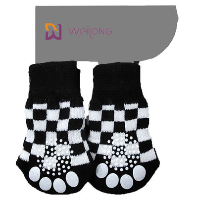 Rhombus Plaid Pattern Mocne skarpety trakcyjne dla psów do podłóg z twardego drewna Antypoślizgowe